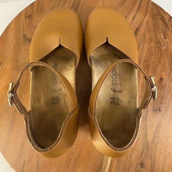 Papillio by Birkenstock Wedge Mary Cognac Brown Leather Sandals Size 36 (US 5) - Picture 7 of 12